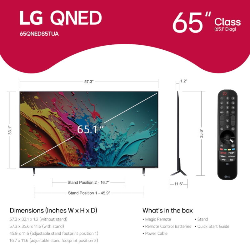 LG 65" Class QNED 4K LED QNED85T series TV with webOS 24 - 65QNED85TUA - Image 2