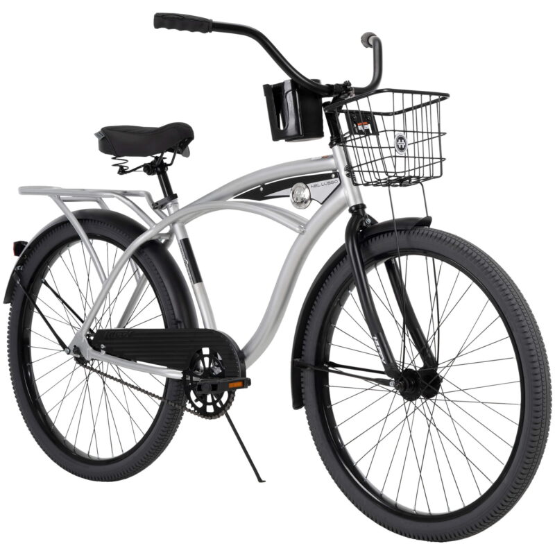 26" Huffy Nel Lusso Men's Beach Cruiser Bike, Basket, Cargo Rack, Adult Ages 13+