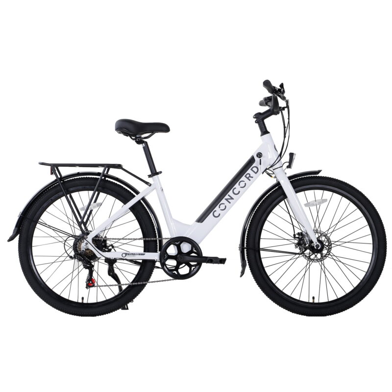 27.5" Concord Step-Thru Electric Commuter Bike, 36V, White, Fits Riders 5'1" - 6'1", Adult, Unisex