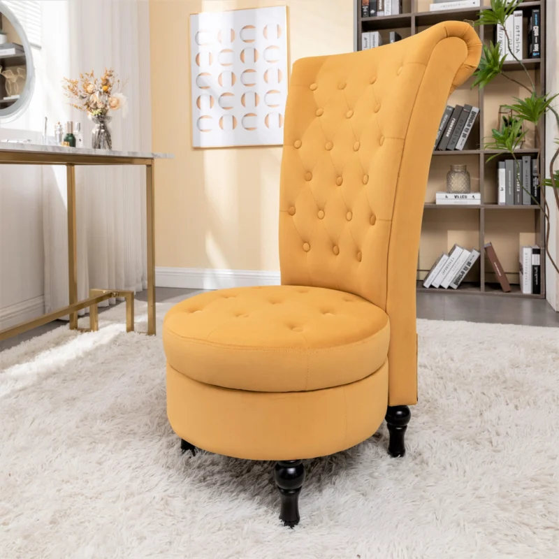 US Pride Furniture Gosser 20" Wide Velvet High Back Vanity Chair, Mustard Yellow - Image 2