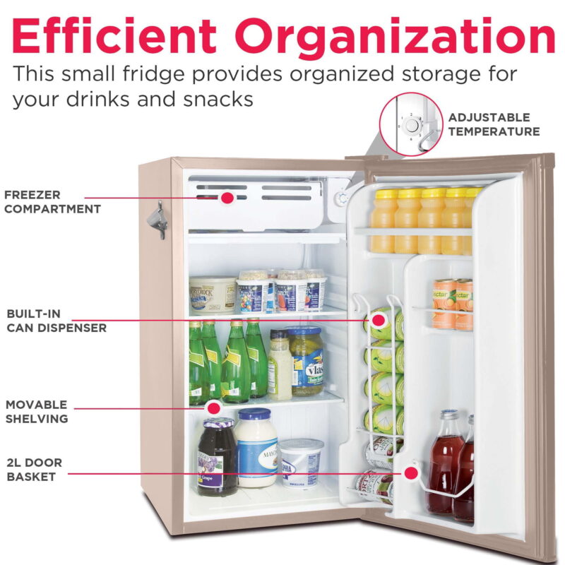 Frigidaire 3.2 Cu ft Retro Compact Refrigerator With Side Bottle Opener EFR376, Coral - Image 4