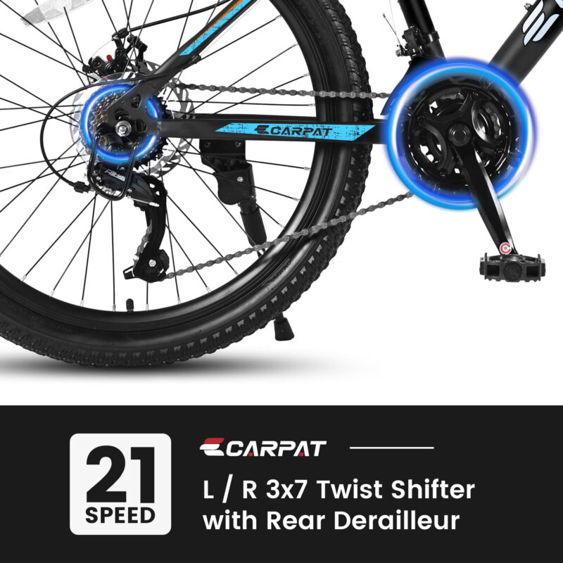 Aukfa 26 inch Mountain Bike for Men Women,Shimano 21-Speed Full Suspension MTB w/ Mechanical Disc Brake,High-Carbon Steel Frame,Blue - Image 4