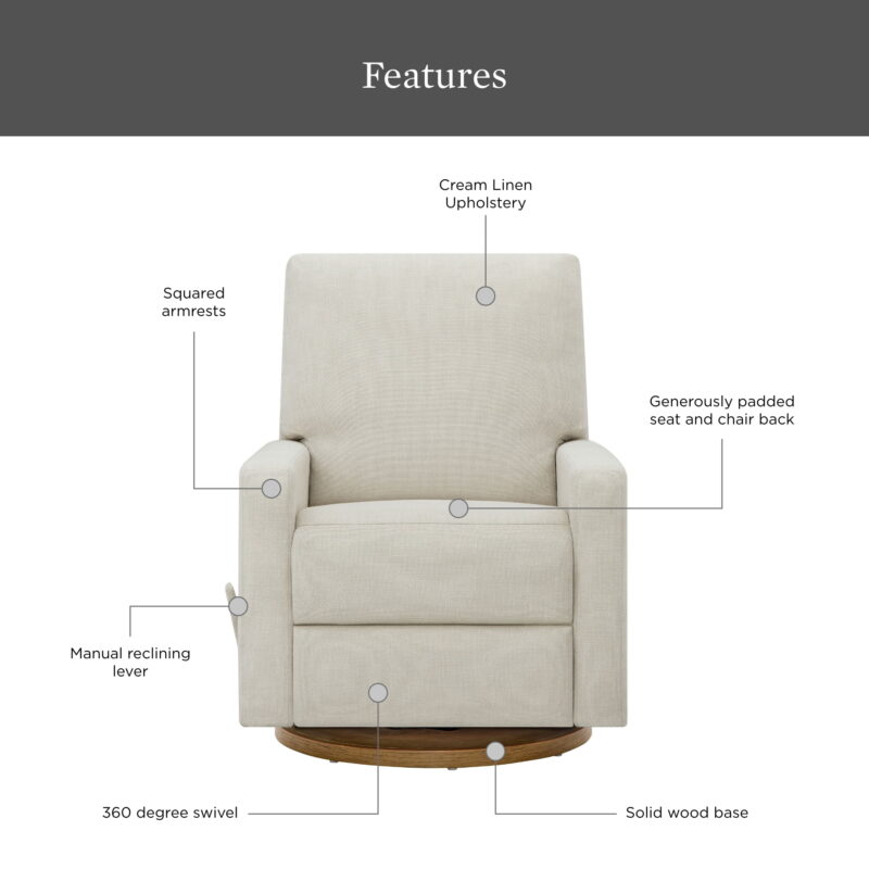 Better Homes & Gardens Modern Farmhouse Glider Recliner, Cream Linen - Image 2