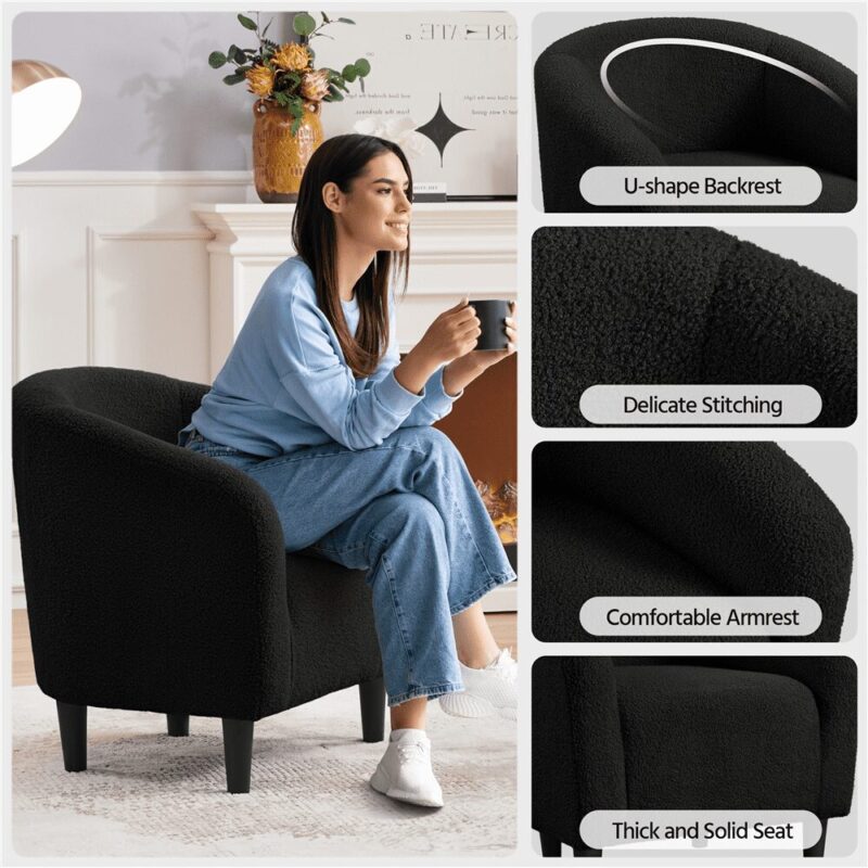 Renwick Set of 2 Boucle Upholstered Club Chair, Black - Image 4