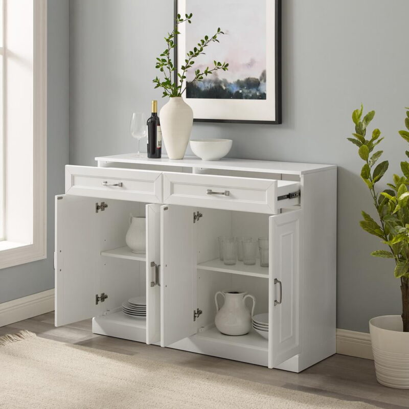 Crosley Furniture Stanton Traditional MDF Wood Sideboard in White - Image 3