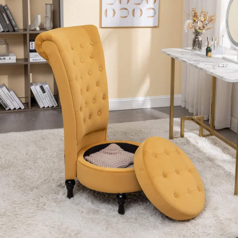 US Pride Furniture Gosser 20" Wide Velvet High Back Vanity Chair, Mustard Yellow - Image 5