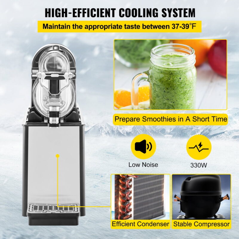 BENTISM Commercial Slushy Machine,3L Margarita Machine, Single Bowl Stainless Steel Frozen Drink Slush Machine,Black - Image 5