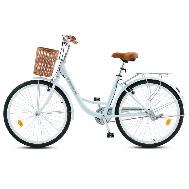 Viribus 24" City Cruiser Bicycle for Women,with Carbon Steel Frame Dual V Brakes Basket for Women Adults,Mint - Image 5