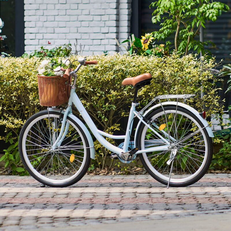 Viribus 24" City Cruiser Bicycle for Women,with Carbon Steel Frame Dual V Brakes Basket for Women Adults,Mint - Image 7