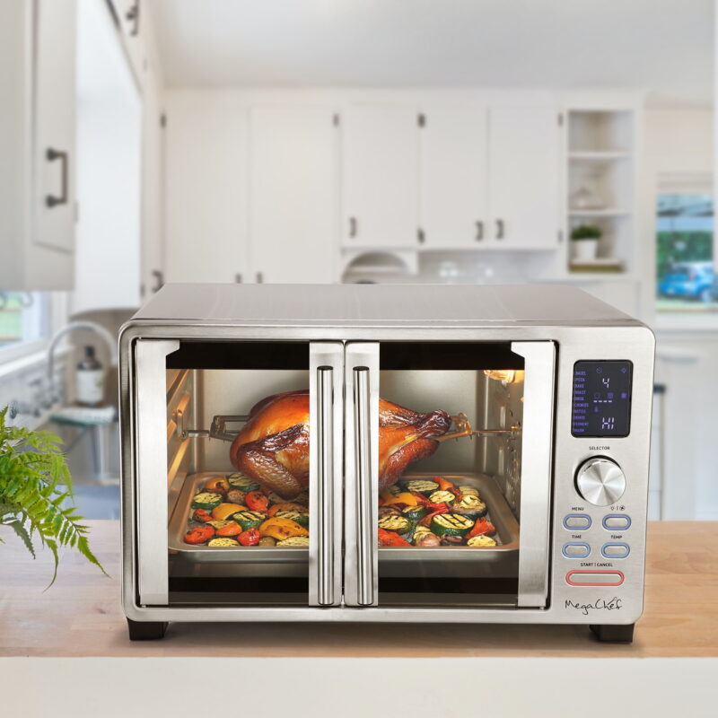 MegaChef 25 Quart Digital Electric French Door Multi-Function Counter Top Oven with Rotisserie Set - Image 5
