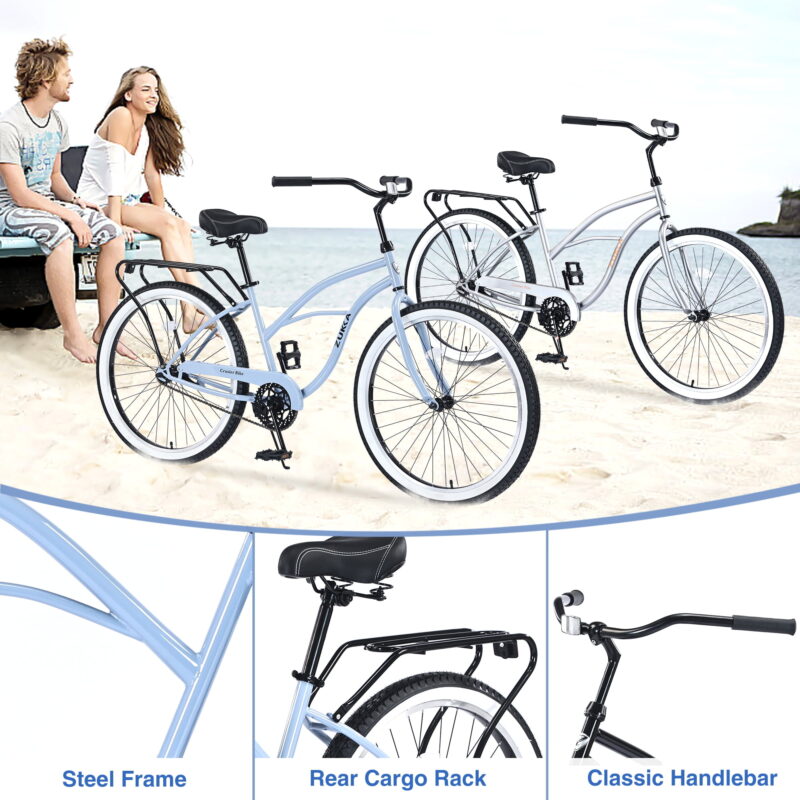 Aukfa Adjustable Seat Adults 26" Cruiser Bikes - Image 5