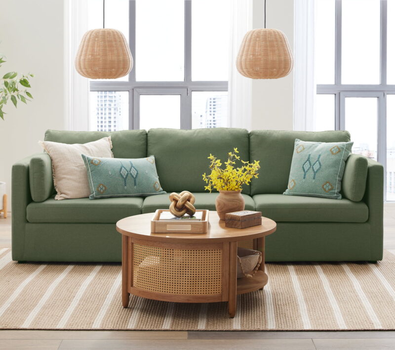 Better Homes & Gardens Modular Sectional Sofa with Storage Ottoman, Olive - Image 3