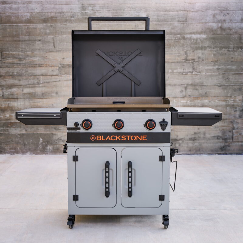 Blackstone Bronco 3-Burner 28" XL Omnivore Griddle with Dual Side Shelves and Cabinet - Image 3