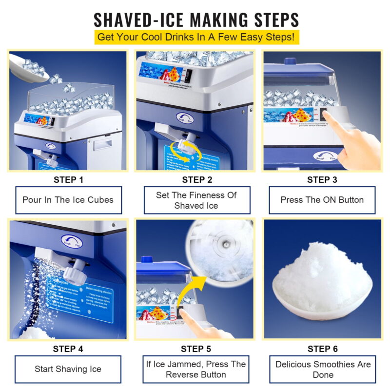 BENTISM Commercial Ice Shaver Ice Shaving Machine, with Hopper, Electric Snow Cone Maker - Image 5