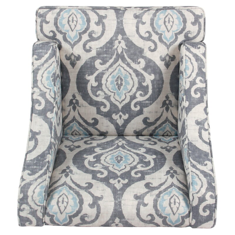 HomePop Classic Swoop Accent Chair - Blue and White Damask - Image 7