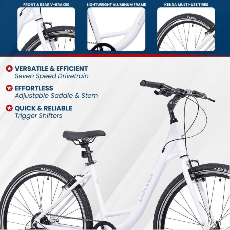 Univega - 700C USA Voyage 1.0 Adult Bicycle, Medium Frame, White - Image 5