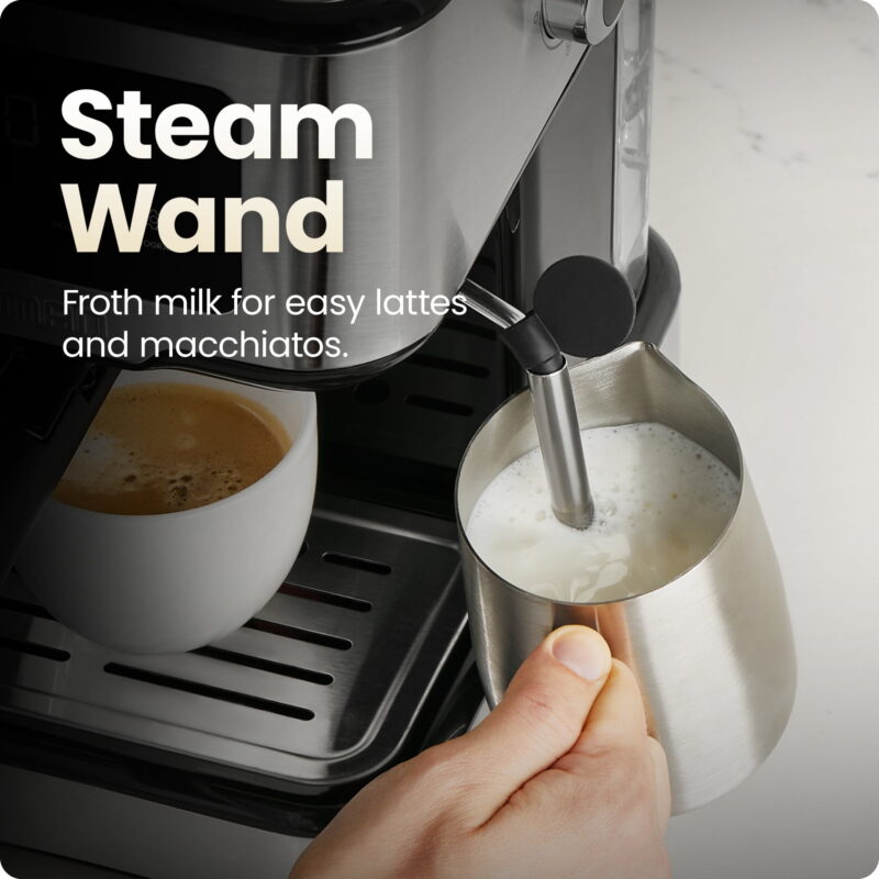 Chefman CraftBrew Espresso Machine w/ Steam Wand and Touch Controls – Stainless Steel - Image 6