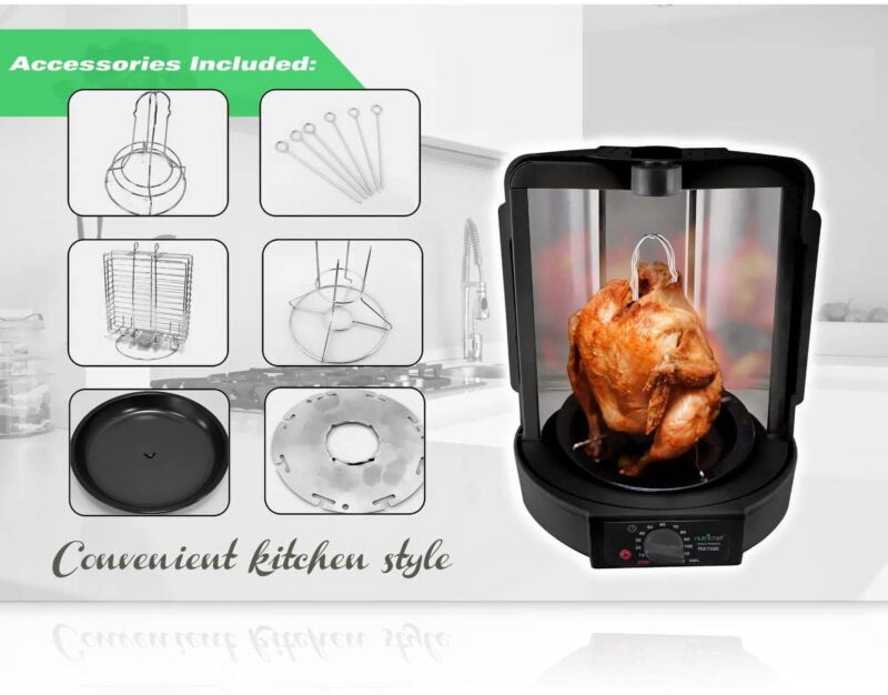 Vertical Countertop Rotisserie Rotating Oven (Black) - Image 4