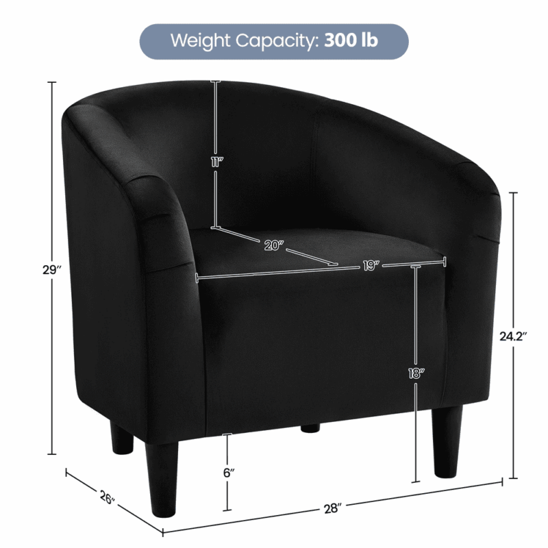 Renwick Modern Upholstered Accent Chair, Set of 2, Black Velvet - Image 4