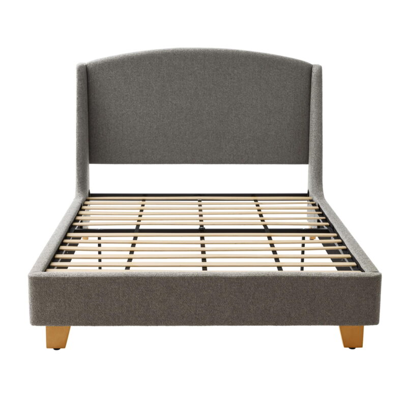 Better Homes & Gardens Windsor Platform Bed with Wingback Headboard, Queen, Gray Boucle - Image 5