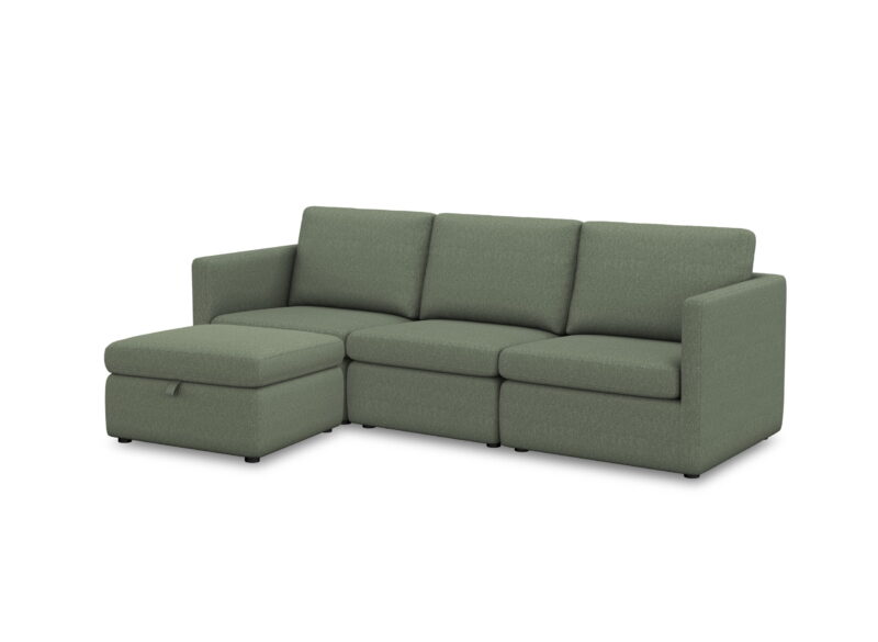 Better Homes & Gardens Modular Sectional Sofa with Storage Ottoman, Olive - Image 6