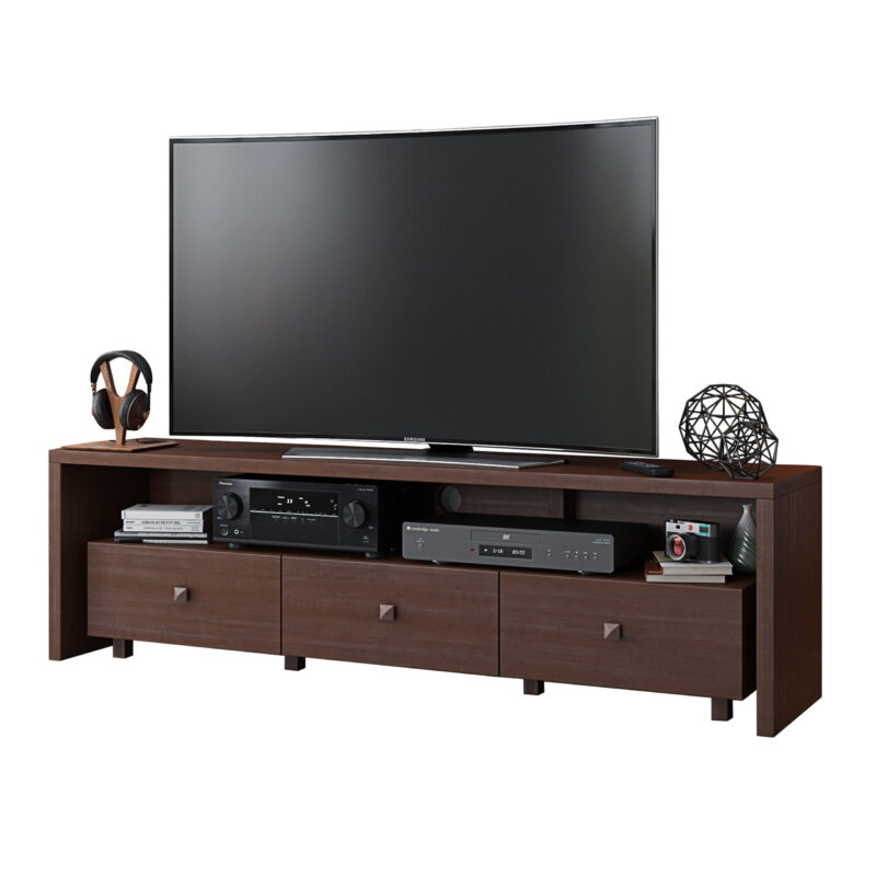 Techni Mobili Elegant Modern TV Stand for TVs up to 75" with Storage, Wood-like Finish, Hickory Brown RTA-8895-HRY - Image 2