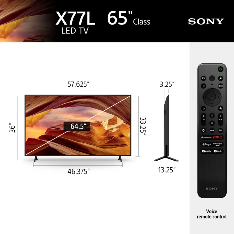 Sony 65” Class X77L 4K Ultra HD LED Smart Google TV KD65X77L - 2023 Model - Image 4