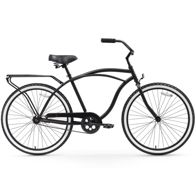 sixthreezero Around the Block Men's Single Speed Beach Cruiser Bicycle with Rear Rack, 26" Wheels, Matte Black - Image 5
