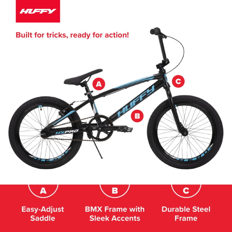 Huffy HX Pro BMX Bike, 20" Wheels, Aluminum Frame, Ages 7+, Black/Teal - Image 3