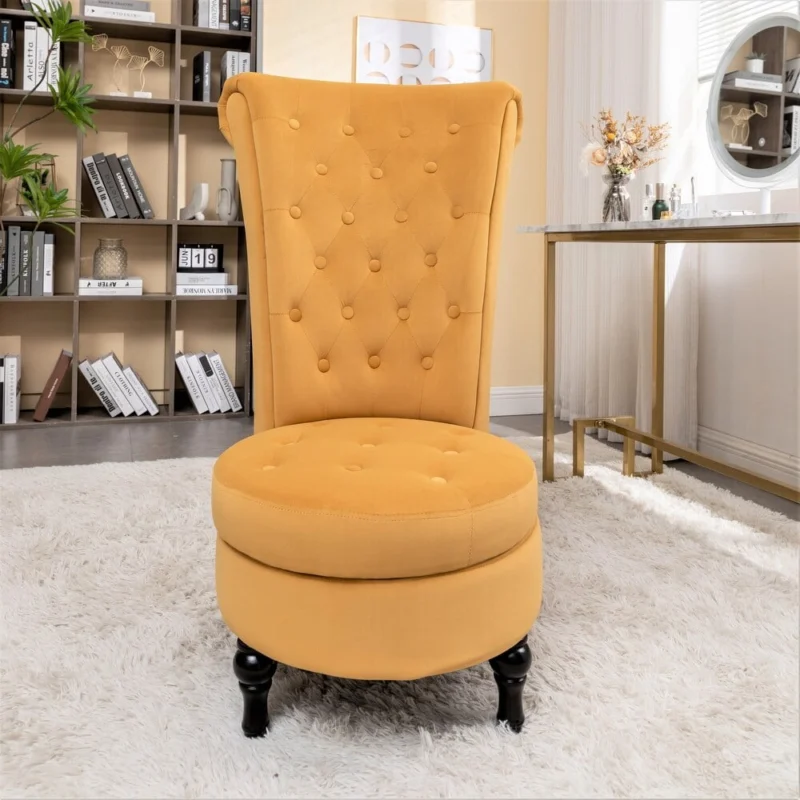 US Pride Furniture Gosser 20" Wide Velvet High Back Vanity Chair, Mustard Yellow - Image 3