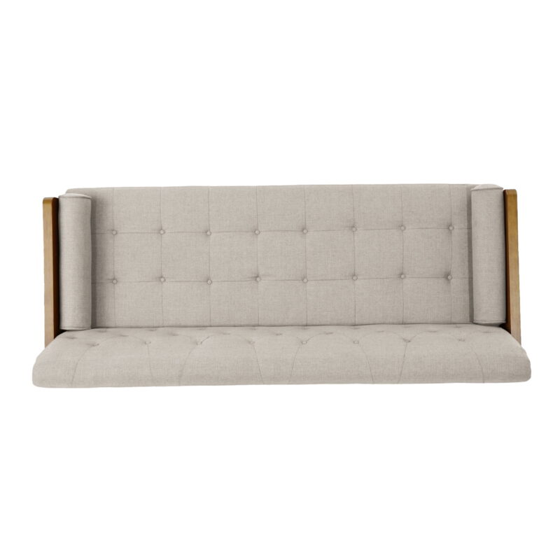 Noble House Orlando Mid Century Modern Tufted Fabric Sofa, Beige - Image 6