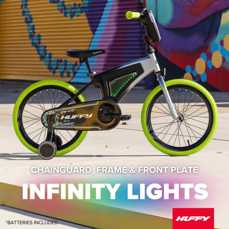 Huffy 18" Electro-Light Kids' Bike, Fits Riders 3'6" - 4'1", Grey/Green, Kids, Unisex - Image 6
