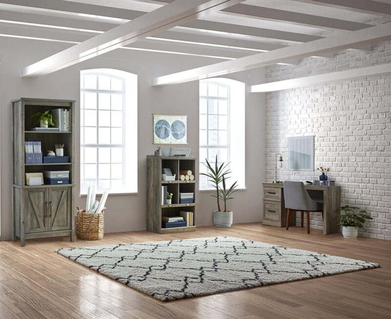 Better Homes & Gardens Modern Farmhouse Bookcase with Doors, Gray Finish - Image 3