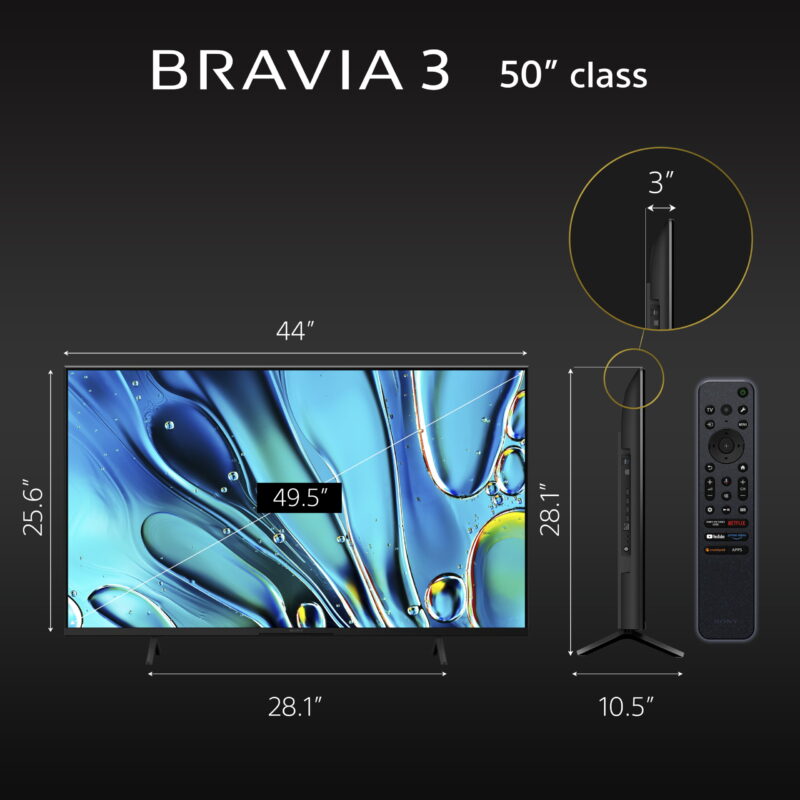 Sony 50” Class BRAVIA 3 LED 4K HDR Smart Google TV K-50S30, 2024 Model - Image 4