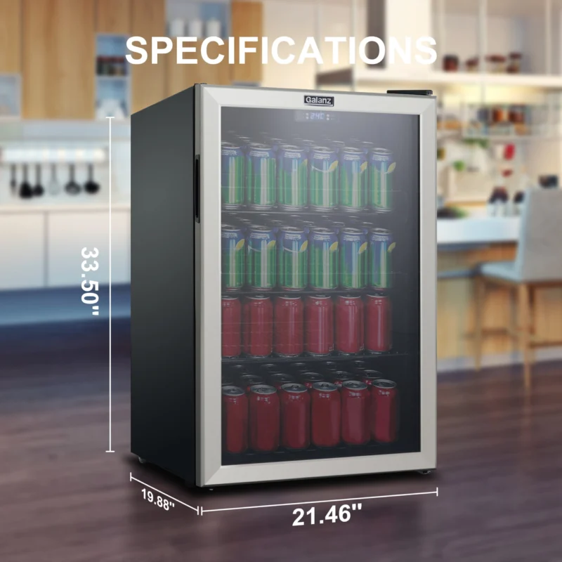 Galanz 4.5 Cu ft 152 Can Beverage Center Mini Fridge, Stainless Steel, New - Image 3