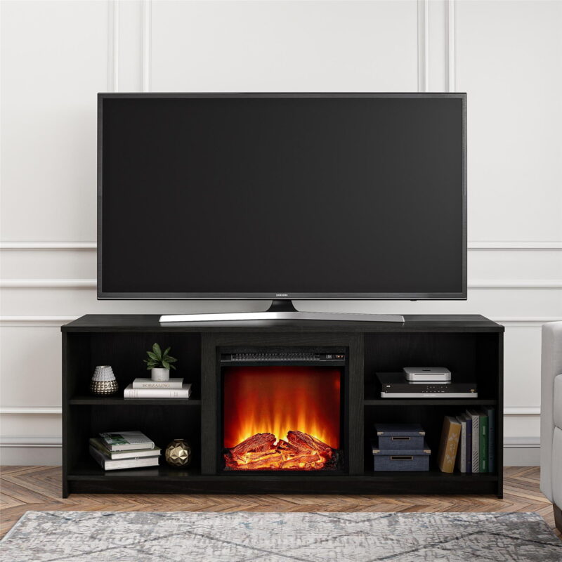 Mainstays Fireplace TV Stand for TVs up to 65", Black Oak - Image 6