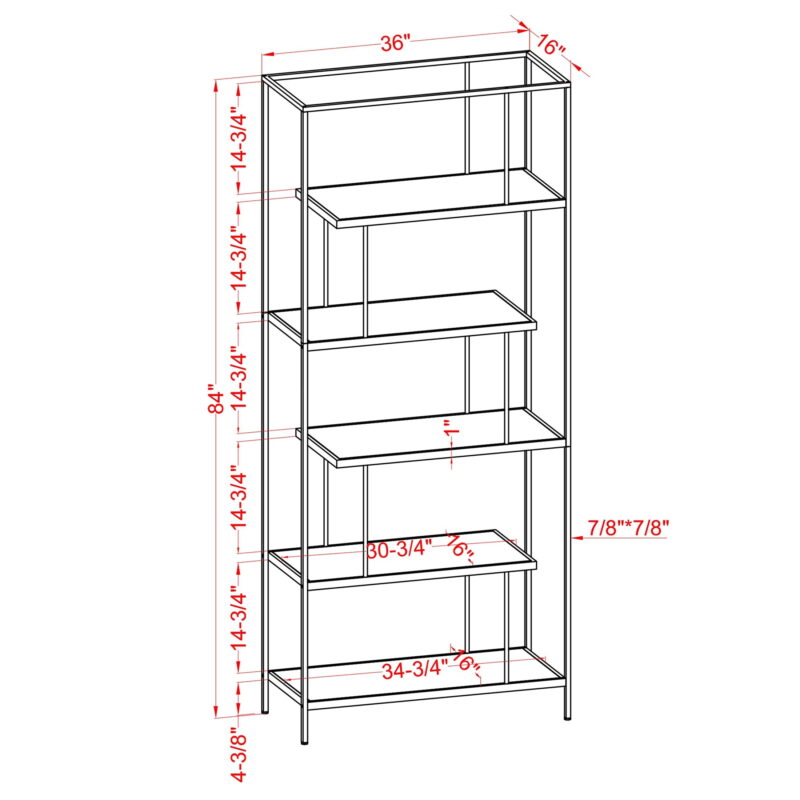 Furniture of America Harper 5-Shelf Bookcase, Black - Image 7