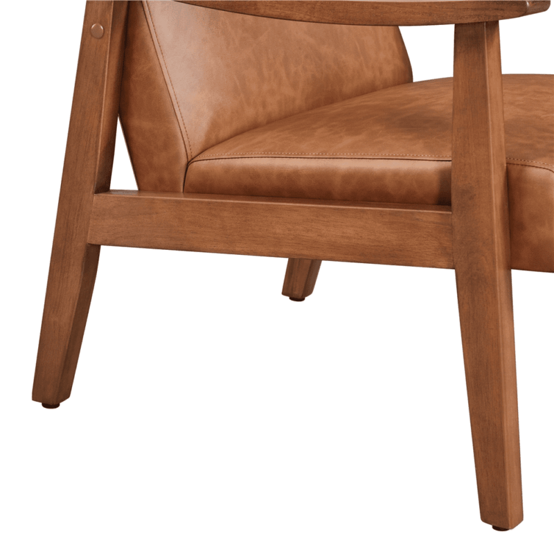 Renwick Mid-Century Modern Faux Leather Accent Chair, Set of 2, Light Brown - Image 2