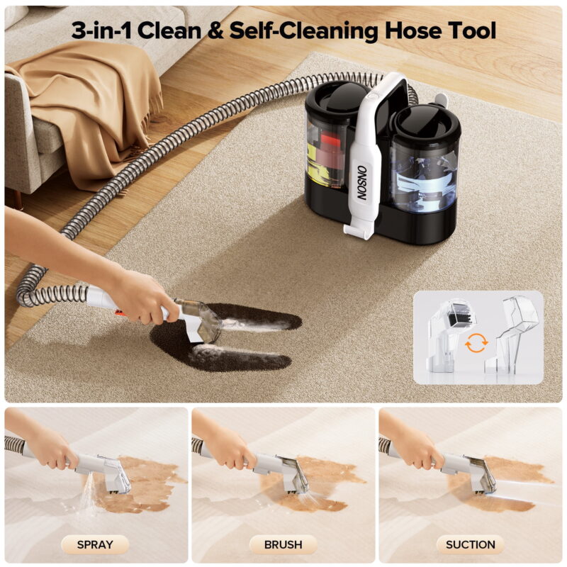 ONSON Portable Carpet Cleaner Machine, Upholstery Spot Vacuum Cleaner, White 04 - Image 4