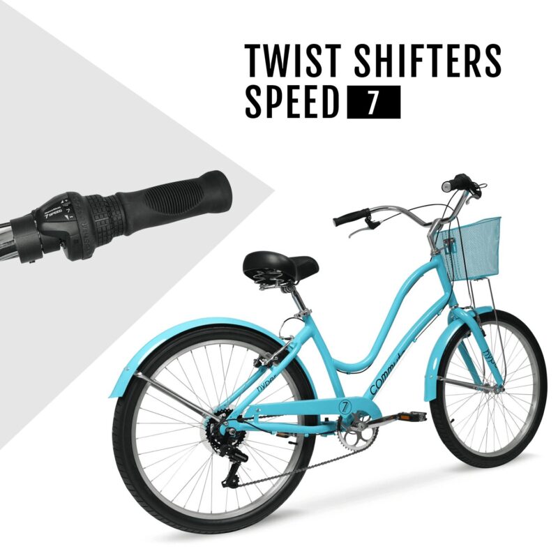 26" Hyper Bicycles Commute Bike with Basket, Adults 13+ Years, Neon Teal - Image 3