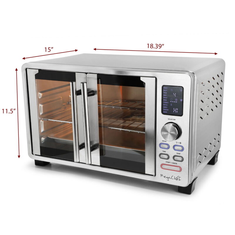 MegaChef 25 Quart Digital Electric French Door Multi-Function Counter Top Oven with Rotisserie Set - Image 4