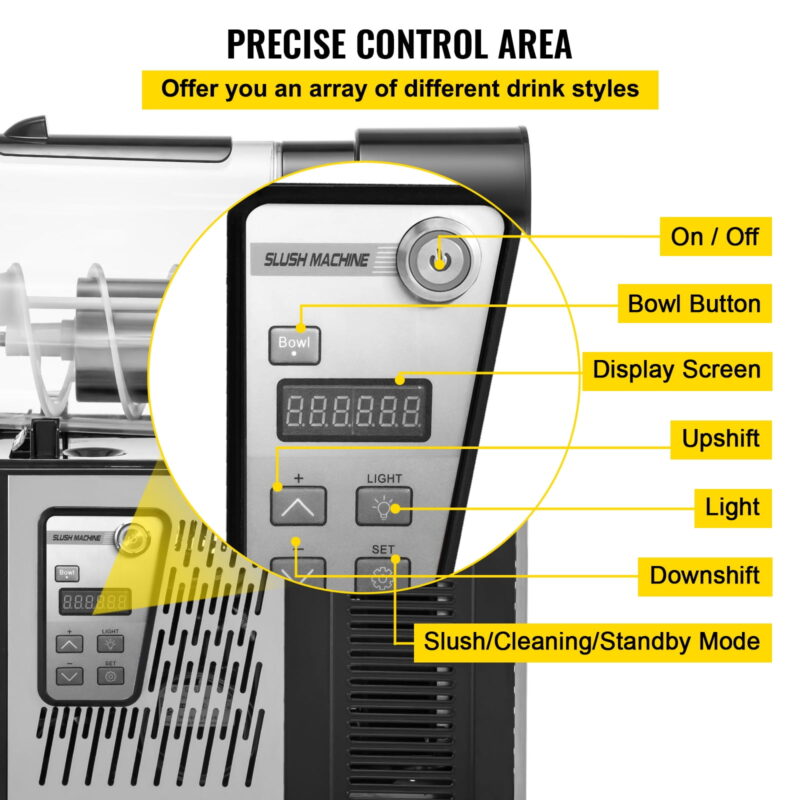 BENTISM Commercial Slushy Machine,3L Margarita Machine, Single Bowl Stainless Steel Frozen Drink Slush Machine,Black - Image 4