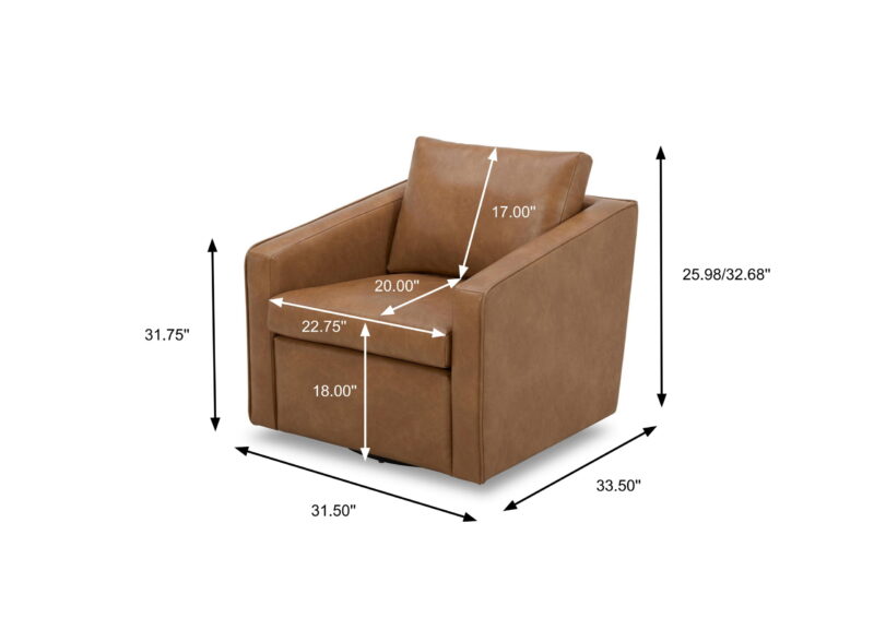 Better Homes & Gardens Steele Swivel Accent Chair, Camel Faux Leather - Image 6