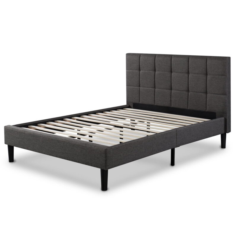 Zinus Lottie 43" Upholstered Platform Bed Frame Grey, Adult, Queen - Image 2