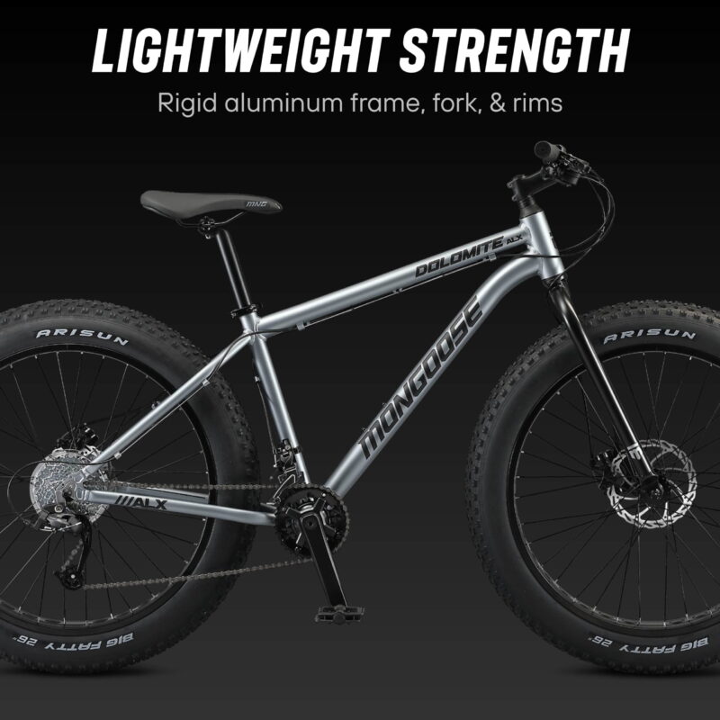 26" Mongoose Dolomite ALX Unisex Fat Tire Mountain Bike, Gray, Ages 12+ - Image 2
