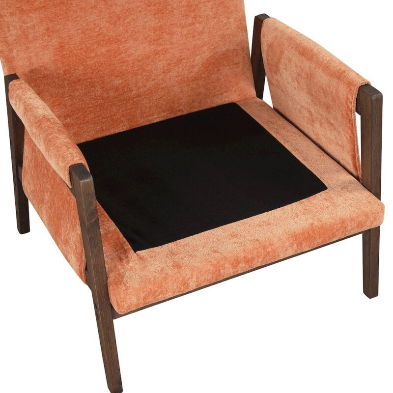 Roundhill Furniture Kelly Mid-Century Modern Velvet Accent Armchair, Orange - Image 7