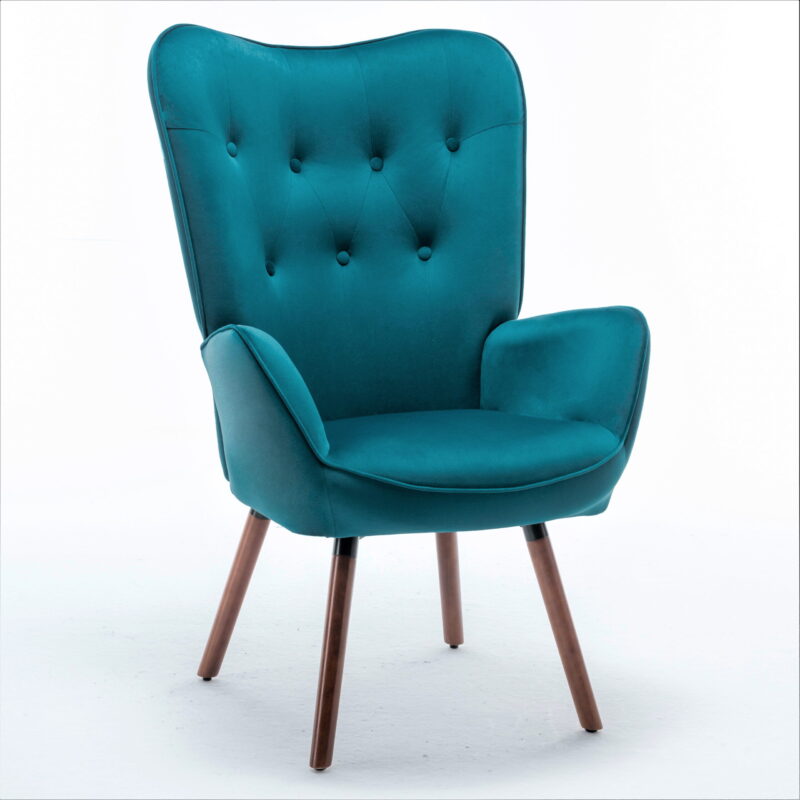 US Pride Furniture Kreedence 26.38" W Microfiber Wing Back Armchair, Greynish Blue - Image 3