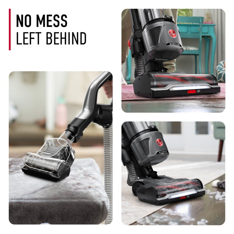 Hoover Upright Vacuum, WindTunnel Tangle Guard, Bagless, with Swivel Steering, Hard Floor and Carpet, Crevice Tool, Dusting Brush, Turbo Tool, LED headlights, UH77110, Black - Image 3