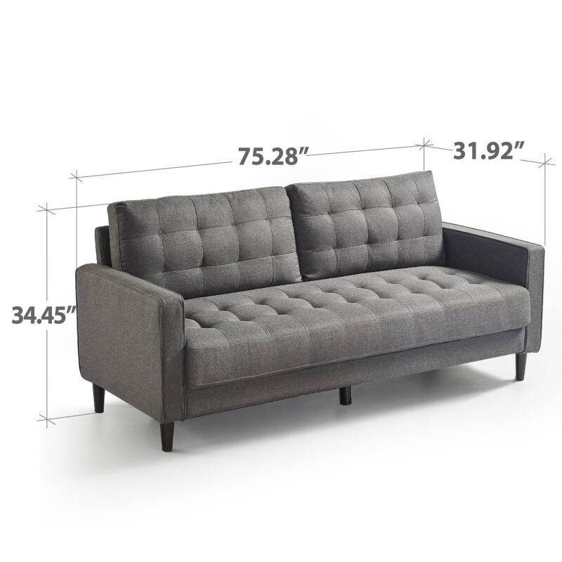 Zinus Benton 75" Sofa Couch, Dark Grey - Image 7