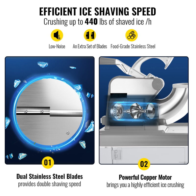 BENTISM Ice Shaver Machine Electric Shaved Ice Machine Commercial 396.8 LBS/H - Image 3